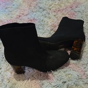 Black Ankle Boots with Tortoise Heel